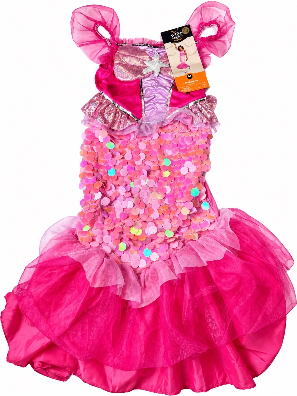Hyde & Eek! Boutique Kids Mermaid Costume Girls Size M Pink Sequin Dress Hallowe